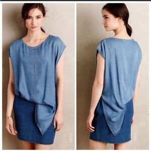 Anthropologie Amadi Denim Chambray Sandy Tuck Dress Size Medium